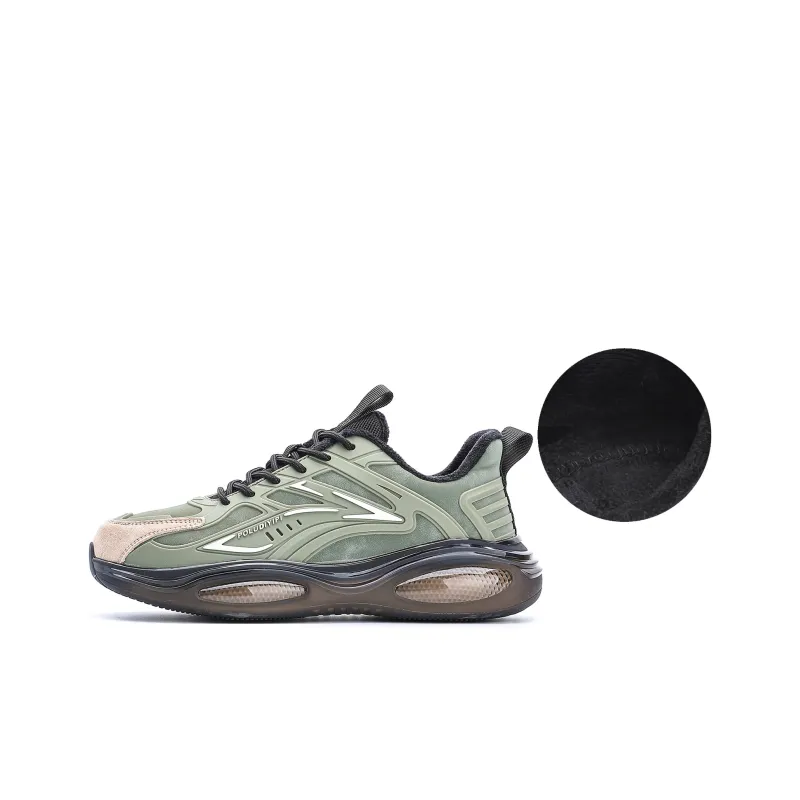 POLUDIYIPI Coverage Rebound Balance Impact Resistant Support Anti Rollover Low Top Running Shoes Men's Army Green-0