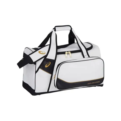 Asics Synthetic Leather Baseball Game Bag Adventure Bag Portable Travel Bag Unisex White & Black