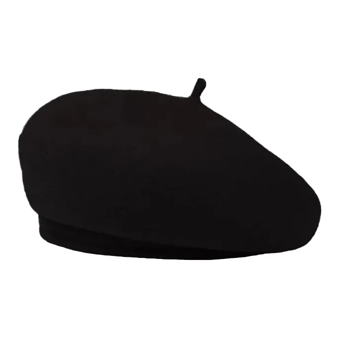 PISHUSHU Wool Berets Women's Black White-0