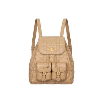 DIOR Caro Sheepskin Backpack Medium Size Women's Brown