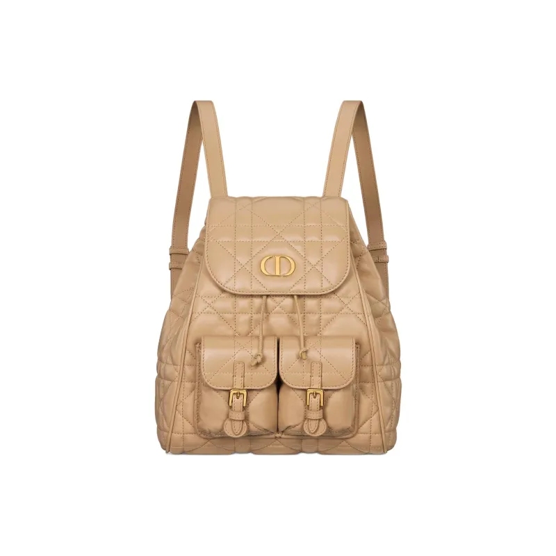 DIOR Caro Sheepskin Backpack Medium Size Women's Brown-0
