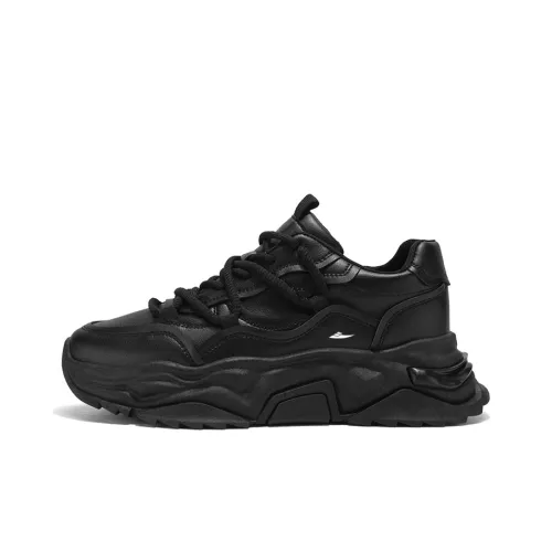 Kuding Chunky Sneakers Men Low Top Black/White/Gray
