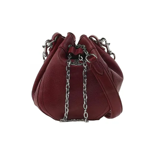 Vivienne Westwood Recycled Grained Leather Bucket Bags Shoulder Bag Hand Bag Women's Red