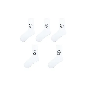 Kinglake Mid Calf Socks Unisex 5 Pack White