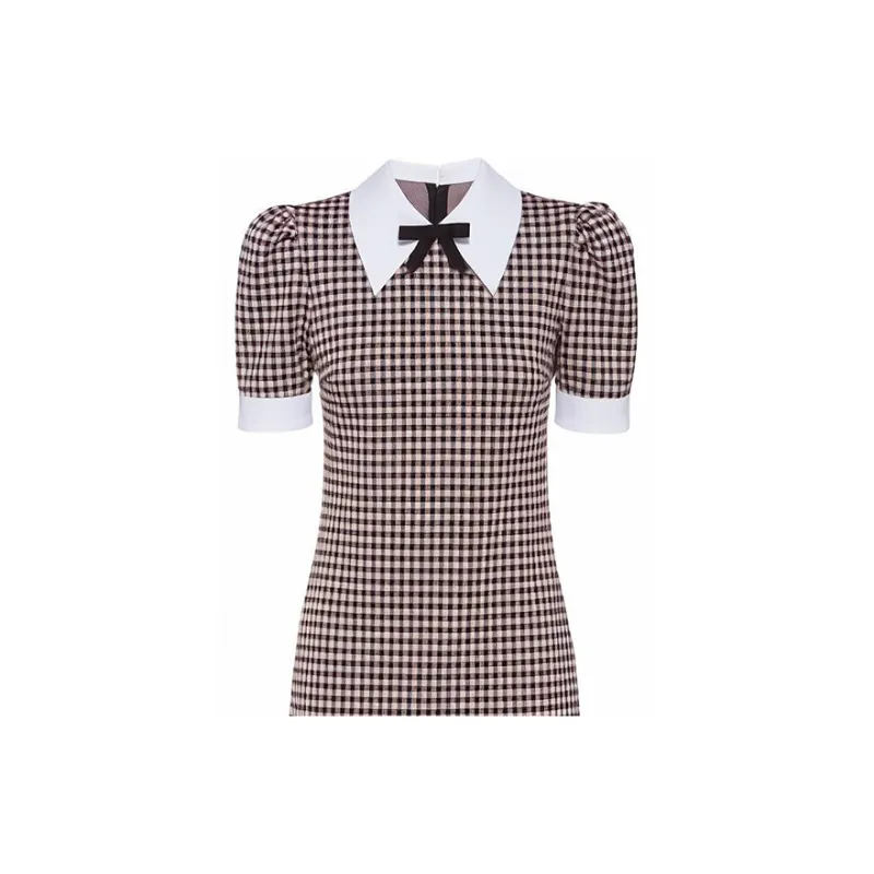 MIU MIU SS22 Short Sleeved Dresses Women's Brown-5