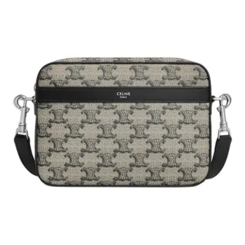 CELINE Triomphe Calfskin Messenger Bag Crossbody Bag Shoulder Bag Small Size Men's Light Umber