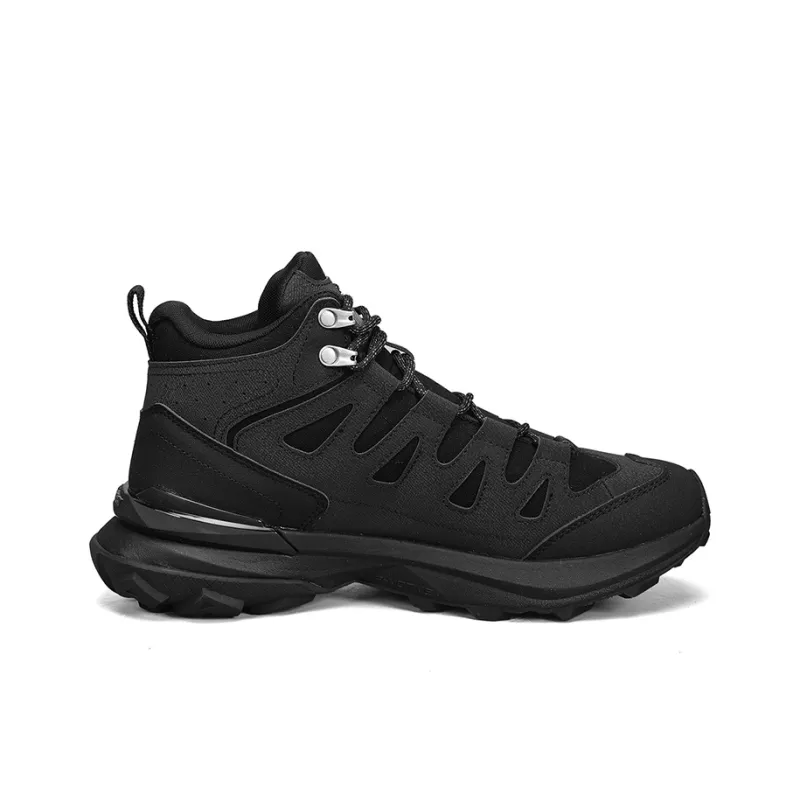 PEAK Cushioned Wear Resistant Slip Resistant High Top Hiking Shoes Men's All Black-1