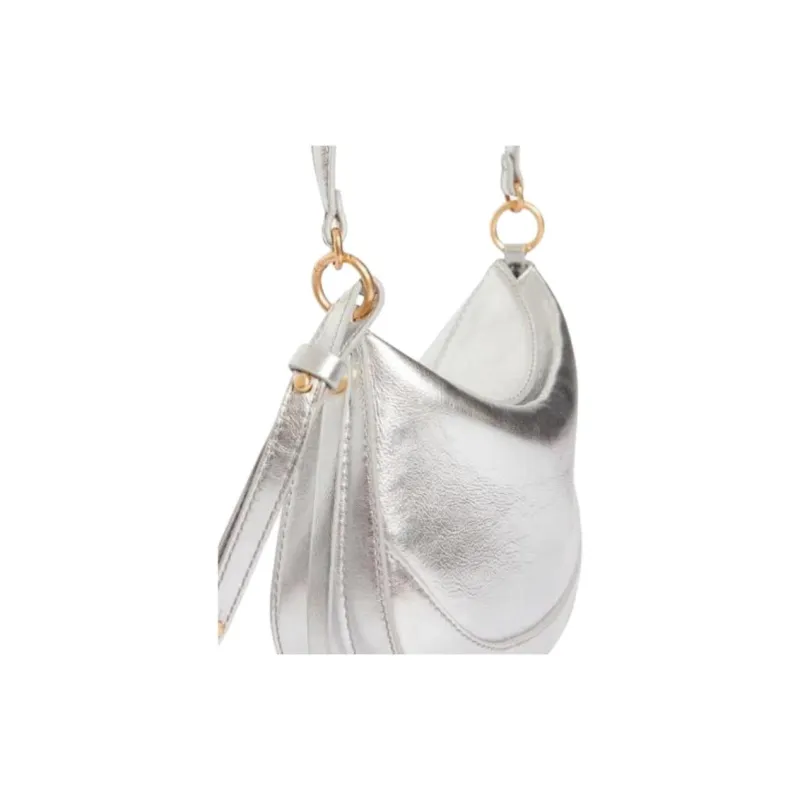 Vanessa Bruno Calfskin Shoulder Bag, Crossbody Bag, Handbag Trumpets Women's Silver-3
