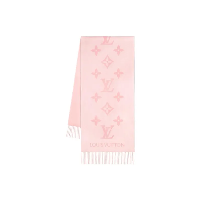LOUIS VUITTON Cashmere Knit Scarves Women's Pink-0