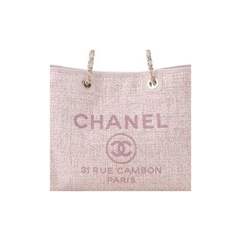 CHANEL Canvas Beach Bag, Tote Bag, Shopping Bag, Canvas Bag, One Shoulder Handbag Women's Pink-2