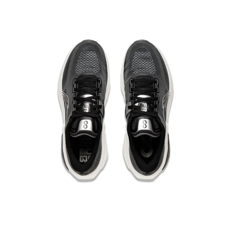LiNing Cushioning Anti Slip Wear Resistant Breathability Low Top Running Shoes Men's Black White-3