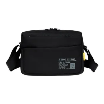FIDO DIDO Nylon Crossbody Bag, Shoulder Bag Men's Black