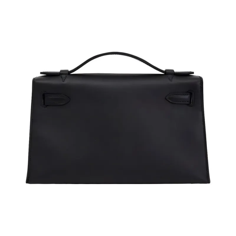 HERMES Mini Kelly Generation 1 Swift Leather Handbag Women's Black & Gold Brown-1