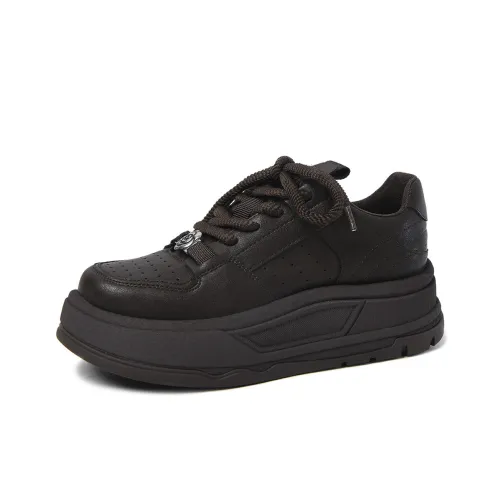 CAMEIDO Height Increasing Low Top Skateboard Shoes Women's Coffee