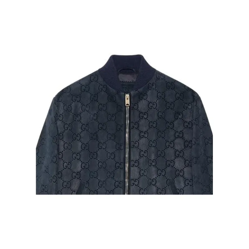 GUCCI Gg Printed Suede Bomber Jacket-3