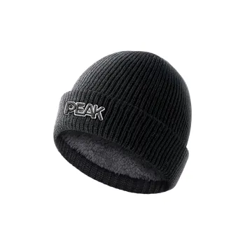PEAK Acrylic/polyester Beanies Thickened And Fleece Lined For Warmth And Cold Resistance Unisex Black