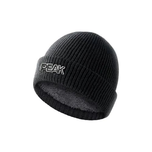 PEAK Acrylic/polyester Beanies Thickened And Fleece Lined For Warmth And Cold Resistance Unisex Black