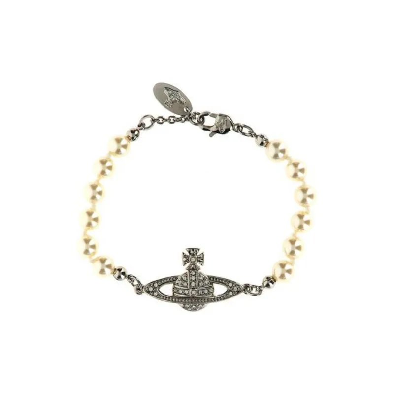 Vivienne Westwood Orb Plaque Pearl Bracelet-0