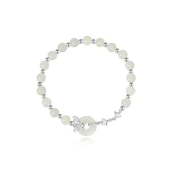 Bermuda Eyes Hetian Jade Bracelets Pale Greenish White Jade Women's