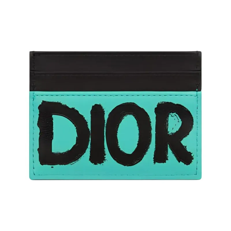 DIOR Miss Dior Calfskin Card Holder Women's Lime/Black-1
