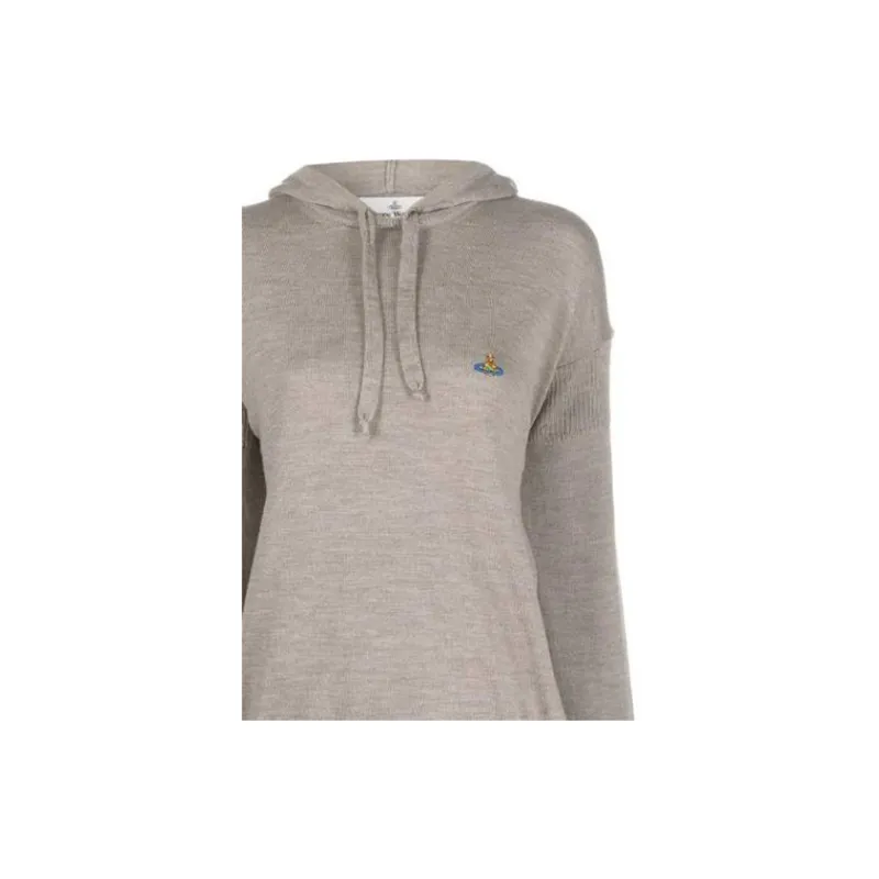 Vivienne Westwood Orb Embroidered Drawstring Knitted Hoodie-3