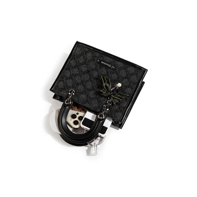 CentarlKatty Polyurethane With Synthetic Leather Handbag Women's Denim Black-4