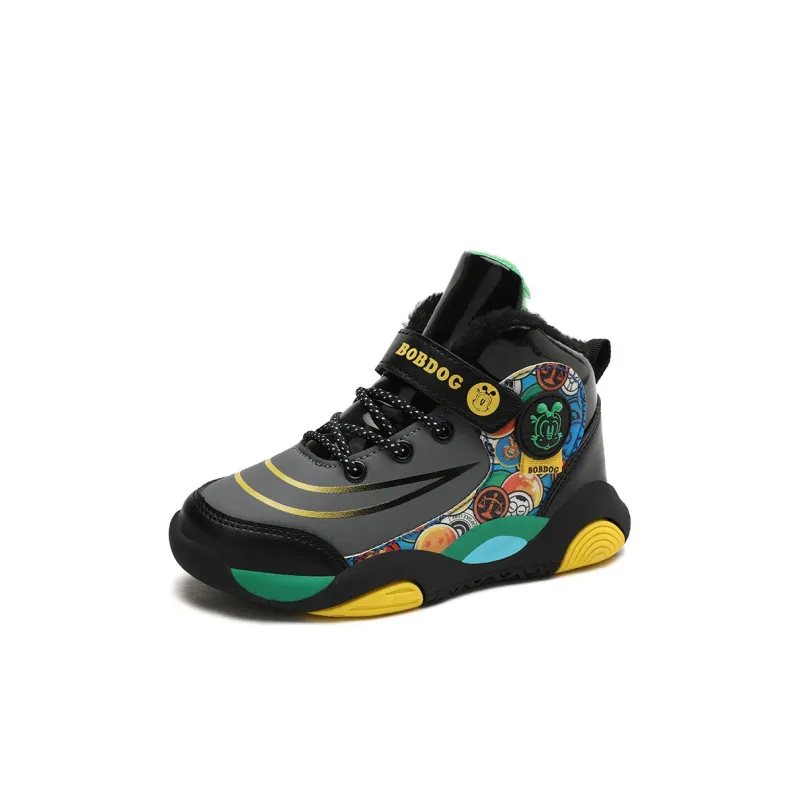 BOBDOG Slip Resistant Cushioning Wear Resistant Warm Mid Top Children's Basketball Shoes Kids'-9
