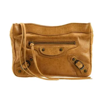 Balenciaga Leather Shoulder Bag Unisex Camel