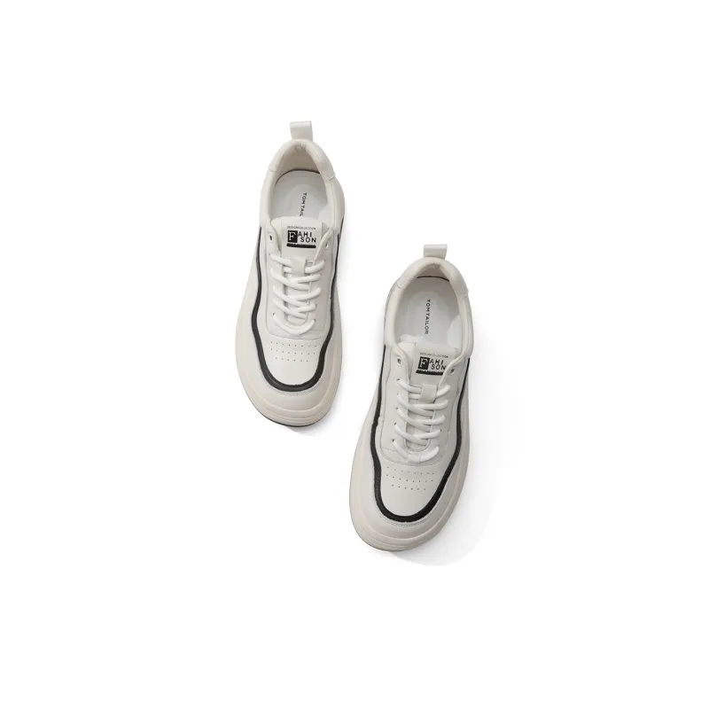 TOM TAILOR Pure White Breathable Elevator Running Shoes Low Top Skateboard Shoes Men's White-4