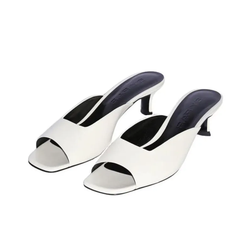 By Far 50mm Wendy Leather Creased Mules Women's-3