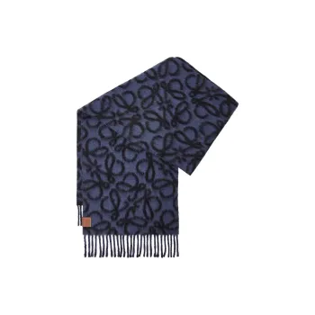LOEWE Alpaca Knit Scarves Women's Blue