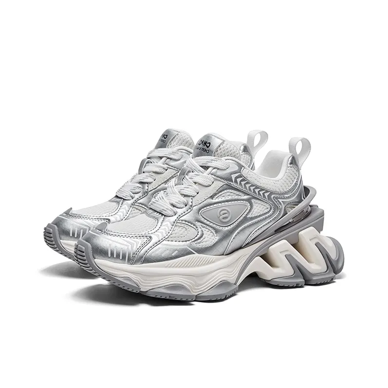 CHERYKALLY Cushioned Anti Slip Wear Resistant Lightweight Height Increasing Low Top Chunky Sneakers Women's-1