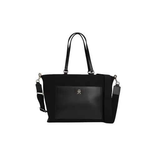 Tommy Hilfiger Polyurethane Tote Bag Shopping Bag Shoulder Bag Crossbody Bag Handbag Regular Women's Black