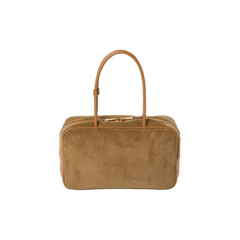 MIU MIU Fabric Handbag Women's Cinnamon-2