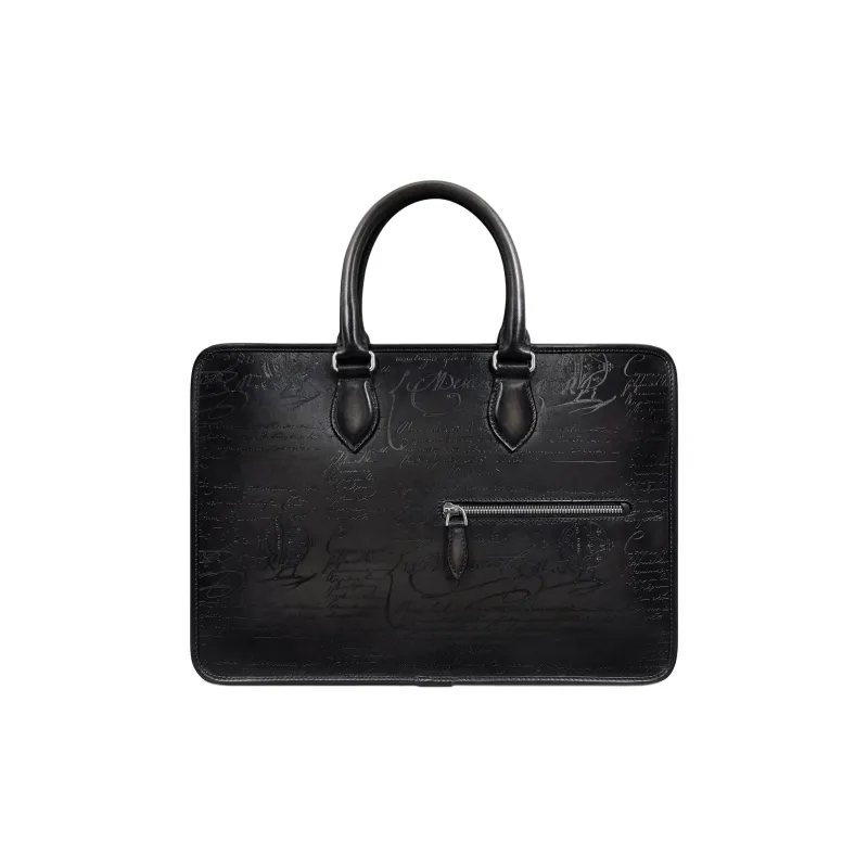 BERLUTI Leather Briefcases Small Size Men's Black-0
