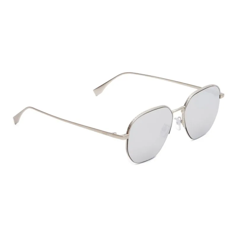 FENDI Metal Oval Sunglasses Men's Silver-2