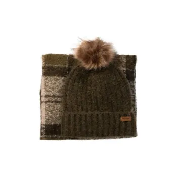 BARBOUR Saltburn Tartan Scarf & Beanie Knitted Set
