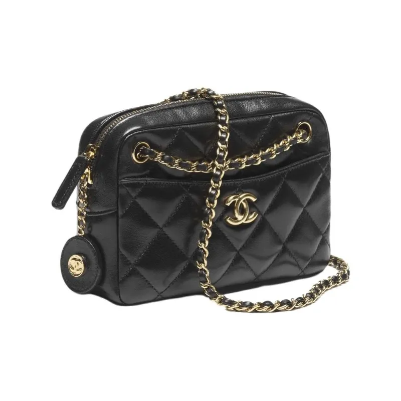 CHANEL Leather Shoulder Bag, Crossbody Bag Women's Black-1