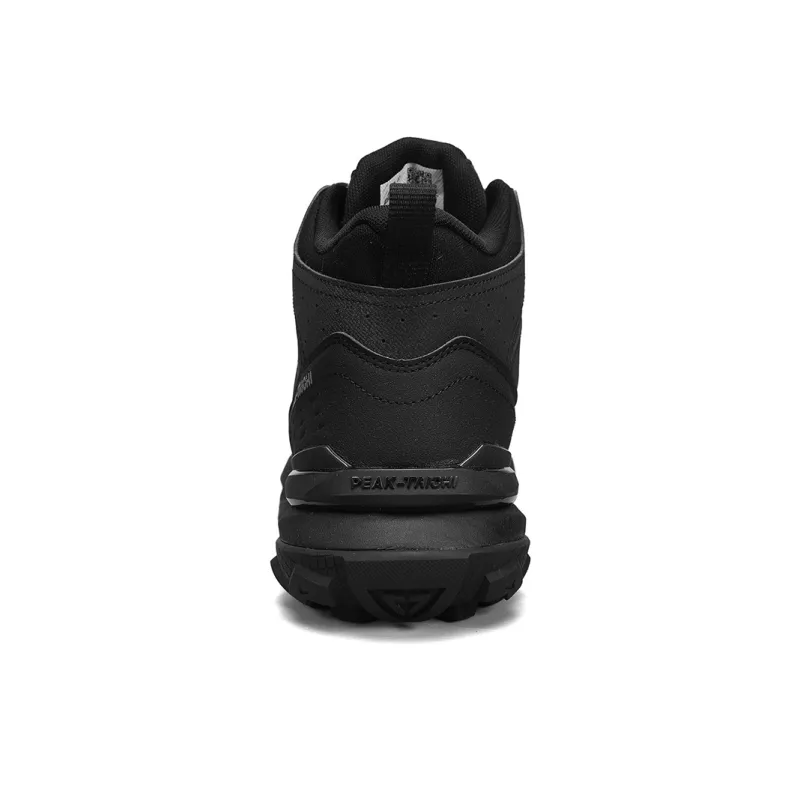 PEAK Cushioned Wear Resistant Slip Resistant High Top Hiking Shoes Men's All Black-5
