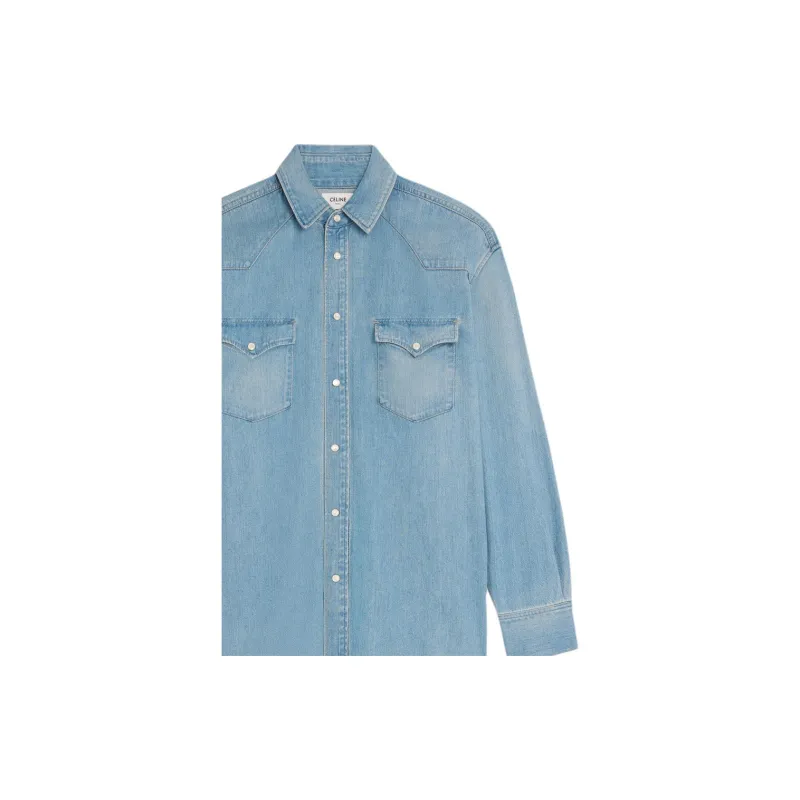 CELINE Shirt In Vintage Stone Indigo Denim-5