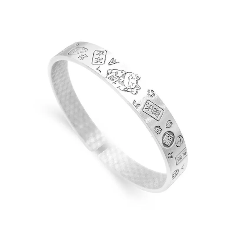 CHINA GOLD 999 Fine Silver Bangles Women's-1