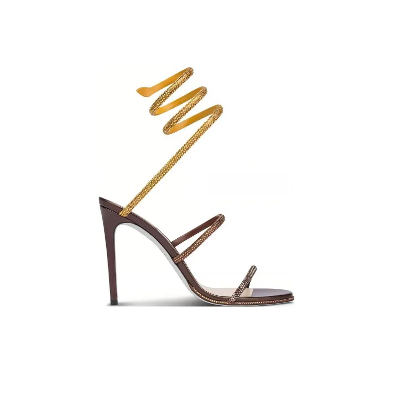 RENE CAOVILLA One Strap Sandals Women's Gold Brown-1