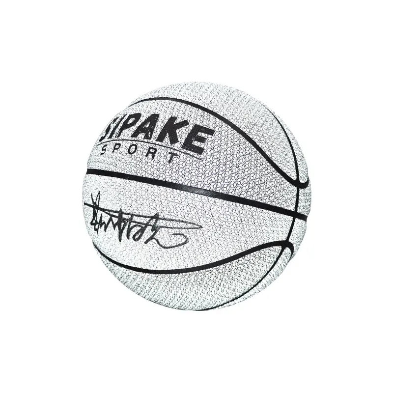 SIPAKESPORT Synthetic Leather Basketball Silver White Size 7 Standard Ball Reflective-2