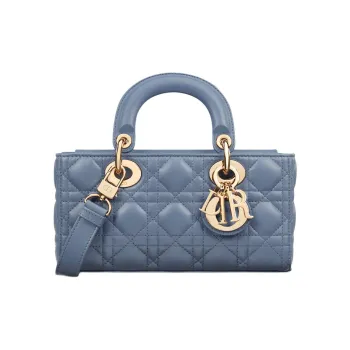 DIOR Lambskin Lady Dior Bag, Shoulder Bag, Crossbody Bag, Handbag Small Size Women's Denim Blue