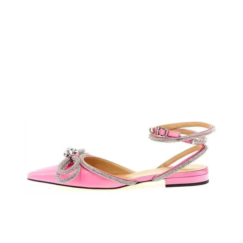 MACH & MACH Double Bow Pointed Toe Ballerina Shoes Women's-0
