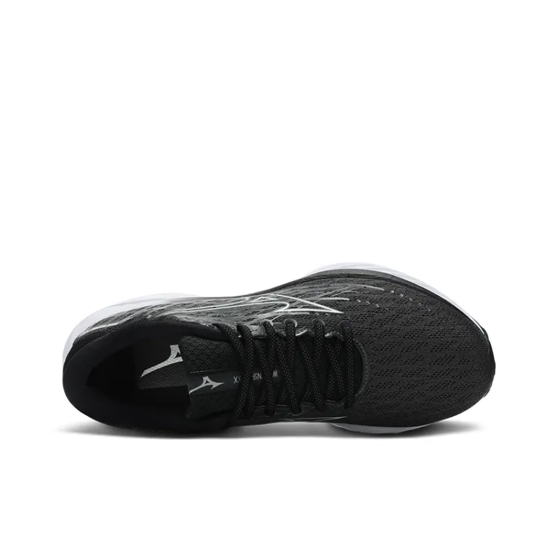 Mizuno Wave Inspire 20 Cushioning Anti Slip Wear Resistant Breathability Low Top Running Shoes Unisex Black White-2