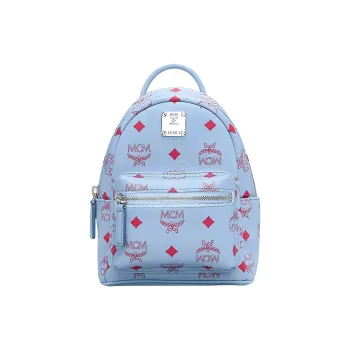 MCM Stark Visetos Cowhide Leather Backpack Mini Women's Blue