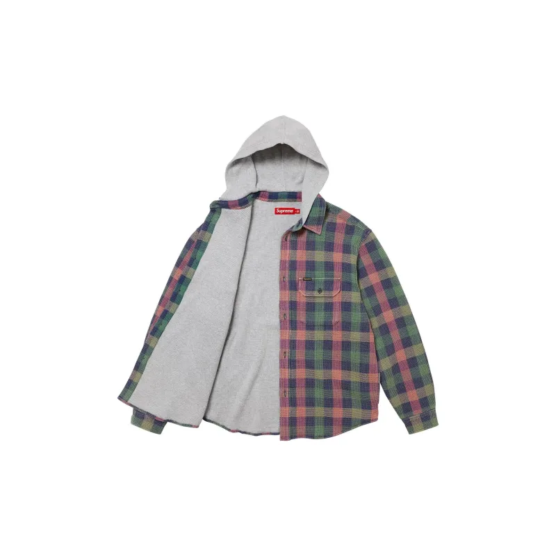 Supreme Waffle Plaid Hooded Shirt - POIZON