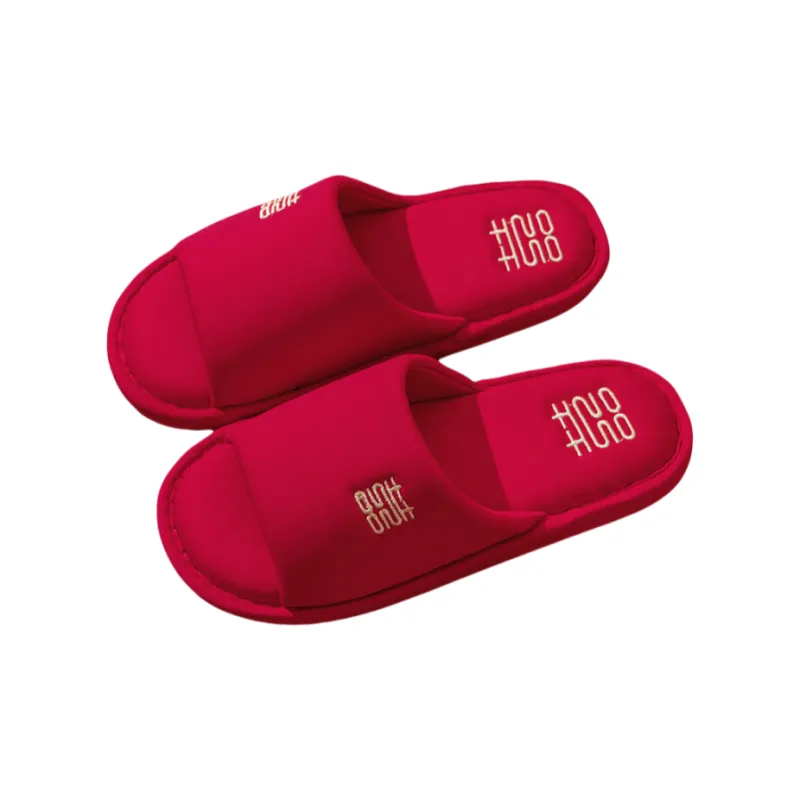 Yalu Wedding Cotton Slippers Celebration Red New Marriage Couple Wedding Indoor Home Slippers-6