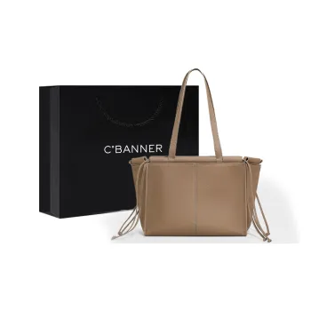 C°BANNER Cow Leather With Synthetic Leather Tote Bag, Shopping Bag, Shoulder Bag Regular Women's Elephant Gray